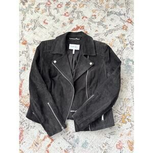 Bcbg Generation Women Genuine Suede Leather Moto Jacket Zip In Dark Brown